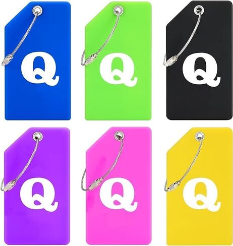 علامات الأمتعة المصنوعة من السيليكون لحقائب اليد الأولية لحقائب السفر مع بطاقة هوية الاسم التي يمكن اكتشافها بسرعة (حرف M، 3 عبوات (أصفر + أخضر + أزرق) in Kuwait