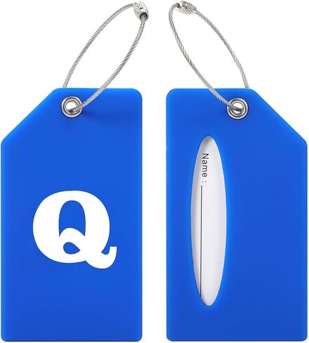 علامات الأمتعة المصنوعة من السيليكون لحقائب اليد الأولية لحقائب السفر مع بطاقة هوية الاسم التي يمكن اكتشافها بسرعة (حرف M، 3 عبوات (أصفر + أخضر + أزرق) in Kuwait