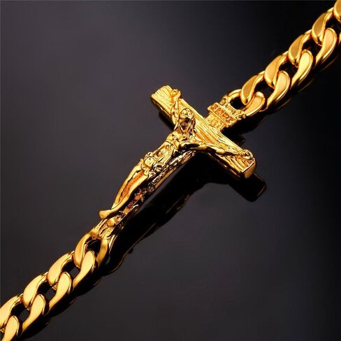 U7 Cross Link Bracelet Stainless Steel 18K Gold Plated Christian Bracelet for Men Women in Saudi Arabia