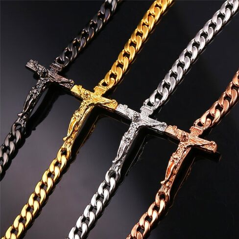 U7 Cross Link Bracelet Stainless Steel 18K Gold Plated Christian Bracelet for Men Women in Saudi Arabia