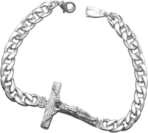 U7 Cross Link Bracelet Stainless Steel 18K Gold Plated Christian Bracelet for Men Women in Saudi Arabia