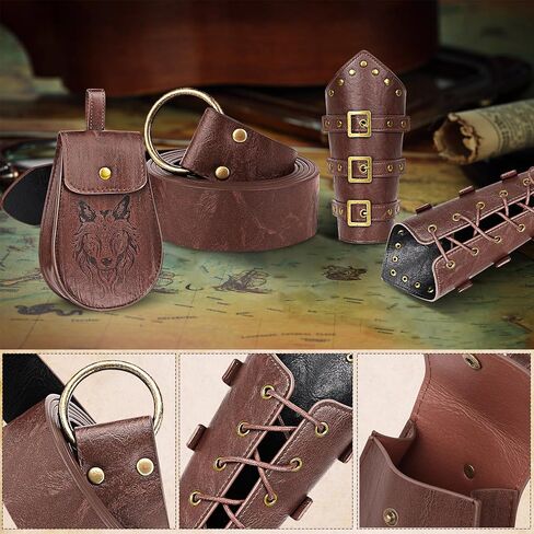 إكسسوارات عصر النهضة للرجال والنساء فايكنغ القرون الوسطى حزام الحقيبة الجلدية دعامات فايكنغ زي الرجال الملحقات لجميع القديسين in Kuwait