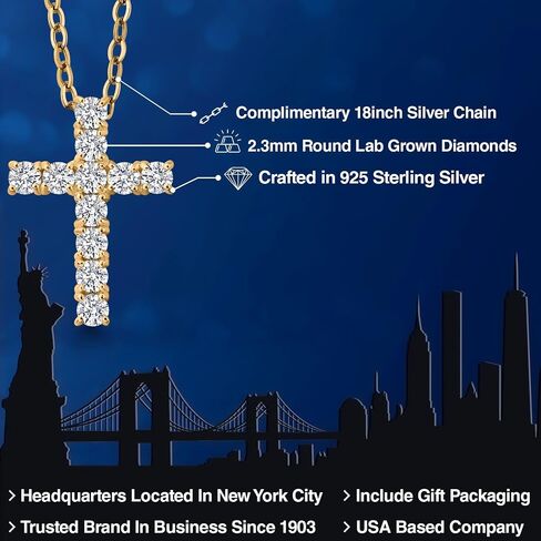 White Lab Grown Diamond Cross Pendant Necklace | 0.50-1.00 Cttw | 925 Sterling Silver | Jesus Christian Religious Crucifix Pendant for Women | DEF Color | VVS-VS Clarity | With 18 Inch Chain in Saudi Arabia