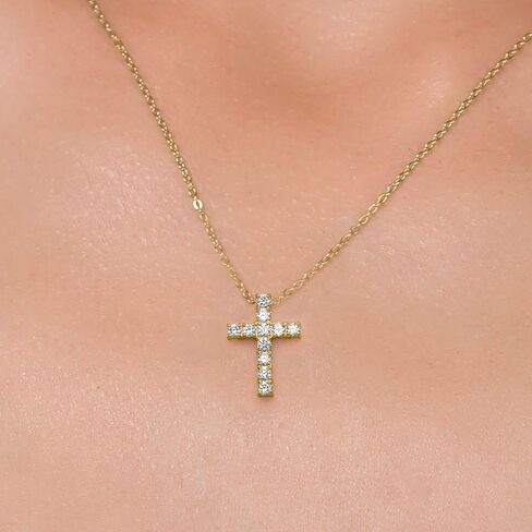 White Lab Grown Diamond Cross Pendant Necklace | 0.50-1.00 Cttw | 925 Sterling Silver | Jesus Christian Religious Crucifix Pendant for Women | DEF Color | VVS-VS Clarity | With 18 Inch Chain in Saudi Arabia