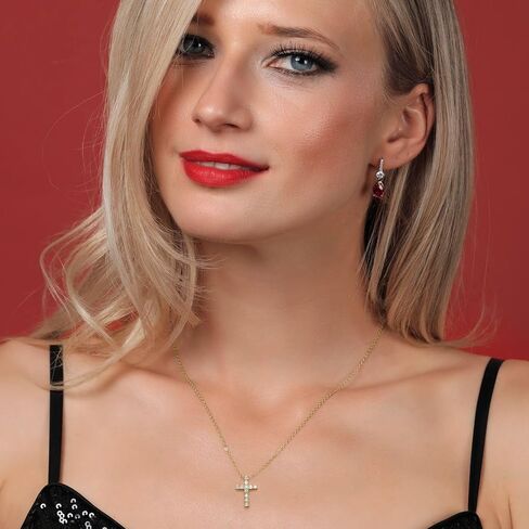 White Lab Grown Diamond Cross Pendant Necklace | 0.50-1.00 Cttw | 925 Sterling Silver | Jesus Christian Religious Crucifix Pendant for Women | DEF Color | VVS-VS Clarity | With 18 Inch Chain in Saudi Arabia