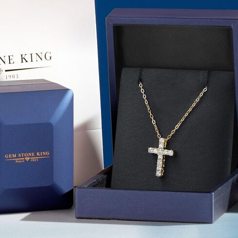 White Lab Grown Diamond Cross Pendant Necklace | 0.50-1.00 Cttw | 925 Sterling Silver | Jesus Christian Religious Crucifix Pendant for Women | DEF Color | VVS-VS Clarity | With 18 Inch Chain in Saudi Arabia