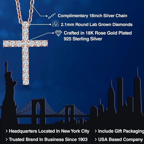 White Lab Grown Diamond Cross Pendant Necklace | 0.50-1.00 Cttw | 925 Sterling Silver | Jesus Christian Religious Crucifix Pendant for Women | DEF Color | VVS-VS Clarity | With 18 Inch Chain in Saudi Arabia