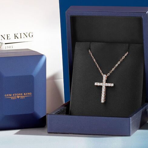 White Lab Grown Diamond Cross Pendant Necklace | 0.50-1.00 Cttw | 925 Sterling Silver | Jesus Christian Religious Crucifix Pendant for Women | DEF Color | VVS-VS Clarity | With 18 Inch Chain in Saudi Arabia