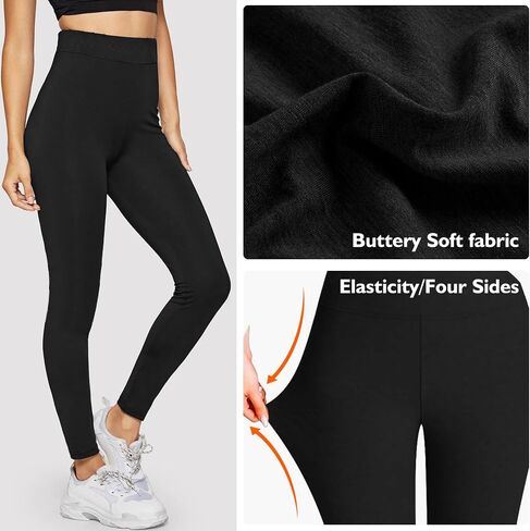 Black Cotton Leggings for Women, High Waisted Workout Leggings Depot Tummy Control Tights for Women Running Yoga Pants in Saudi Arabia