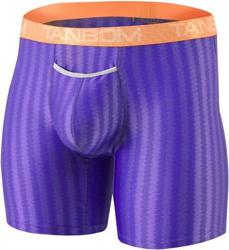 Mens Sexy Vertical Stripe Boxers Briefs Front Opening Pouch Bulge Enhancing Underwears in Saudi Arabia