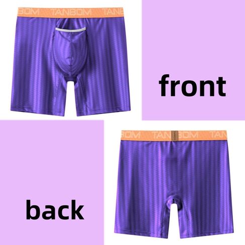 Mens Sexy Vertical Stripe Boxers Briefs Front Opening Pouch Bulge Enhancing Underwears in Saudi Arabia