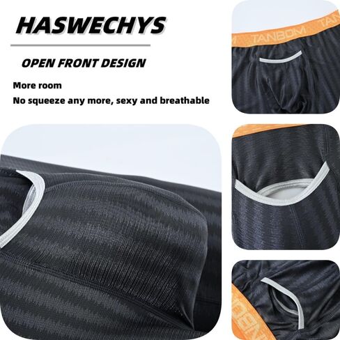 Mens Sexy Vertical Stripe Boxers Briefs Front Opening Pouch Bulge Enhancing Underwears in Saudi Arabia