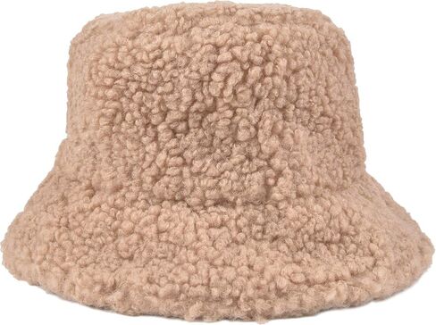 ChezAbbey Faux Fur Bucket Hat, Fuzzy Furry Winter Warm Fisherman Cap, Fluffy Teddy Sherpa Clothe Hats for Women Men Girls in Saudi Arabia