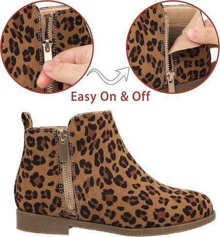 أحذية هارفيست لاند للبنات، أحذية طويلة للكاحل، أحذية بسحاب جانبي دافئ، أحذية قصيرة بكعب منخفض، أحذية ثلج شتوية مضادة للانزلاق في الهواء الطلق للأطفال الصغار/الأطفال الكبار in Kuwait