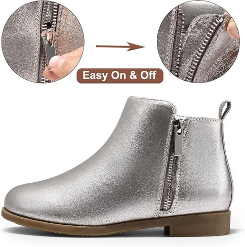 Harvest Land Girl Boots Kids Ankle Boots Warm Side Zipper Boots Low heel Short Booties Winter Snow Boots Anti-Slip Outdoor Shoes for Little Kids/Big Kids in Kuwait