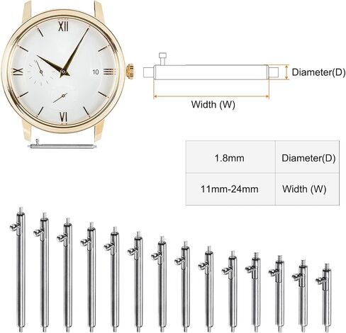 HARFINGTON Quick Release Spring Bar Diameter Width Stainless Steel Watch Pins for Watch Band Straps in Saudi Arabia