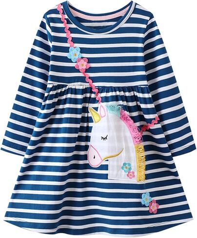 Youlebao Toddler Girls Dresses Long Sleeve Girl Casual Cotton Clohtes for Kids 2-7 Years Xmas Gift in Saudi Arabia