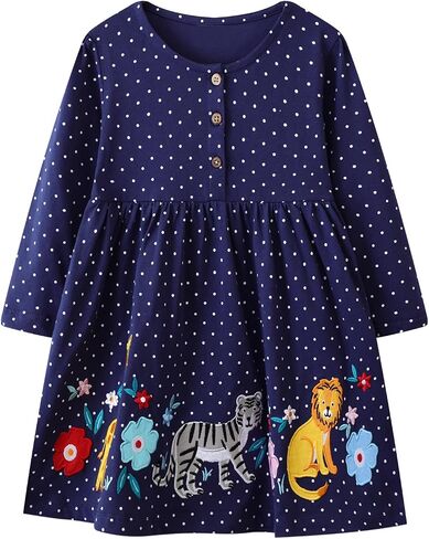 Youlebao Toddler Girls Dresses Long Sleeve Girl Casual Cotton Clohtes for Kids 2-7 Years Xmas Gift in Saudi Arabia