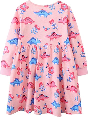 Youlebao Toddler Girls Dresses Long Sleeve Girl Casual Cotton Clohtes for Kids 2-7 Years Xmas Gift in Saudi Arabia