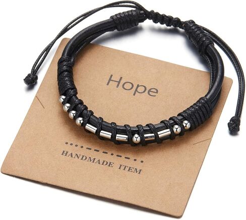Harlermoon Morse Code Bracelets Adjustable Braided Wrist Bracelets Secret Morse Code Leather Bracelet Gift for Men Father Day Gift in Saudi Arabia