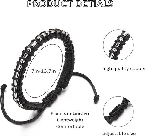 Harlermoon Morse Code Bracelets Adjustable Braided Wrist Bracelets Secret Morse Code Leather Bracelet Gift for Men Father Day Gift in Saudi Arabia