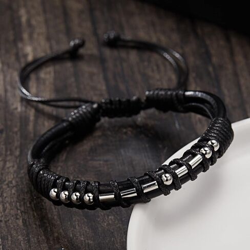 Harlermoon Morse Code Bracelets Adjustable Braided Wrist Bracelets Secret Morse Code Leather Bracelet Gift for Men Father Day Gift in Saudi Arabia