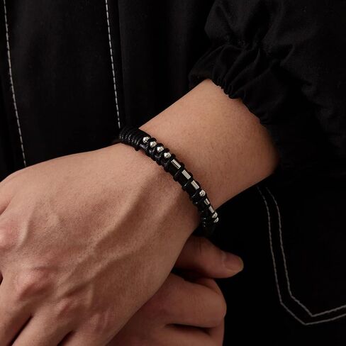 Harlermoon Morse Code Bracelets Adjustable Braided Wrist Bracelets Secret Morse Code Leather Bracelet Gift for Men Father Day Gift in Saudi Arabia