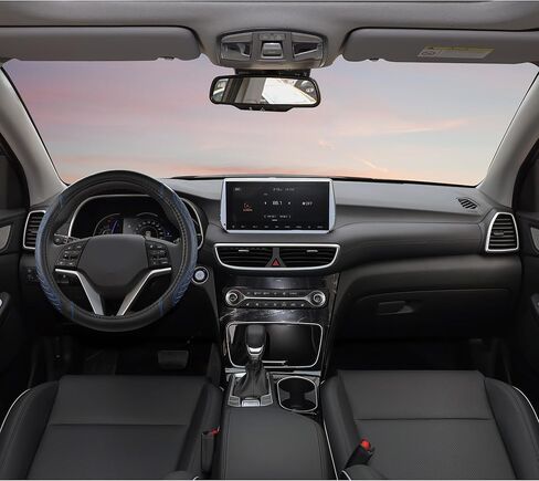 West Llama Customized Auto Car Steering Wheel Cover for Hyundai,Tucson,Sonata,Elantra,Santa Fe,Genesis,Sonata Hybrid,Azera,Venue,Kona, 14.5-15 inches(Black+Gray - Standard Size) in Kuwait