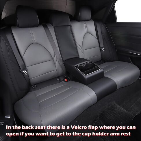HKZ Custom Fit Grand Highlander Leather Seat Covers for Toyota Grand Highlander 2024 2025 Second Row Captain Chair, 7-Seats Full Set,Black+Gray in Kuwait