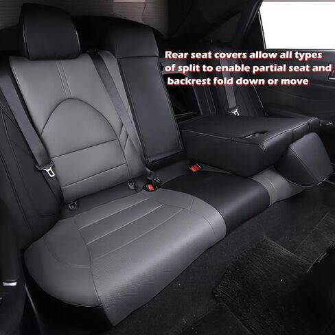 HKZ Custom Fit Grand Highlander Leather Seat Covers for Toyota Grand Highlander 2024 2025 Second Row Captain Chair, 7-Seats Full Set,Black+Gray in Kuwait