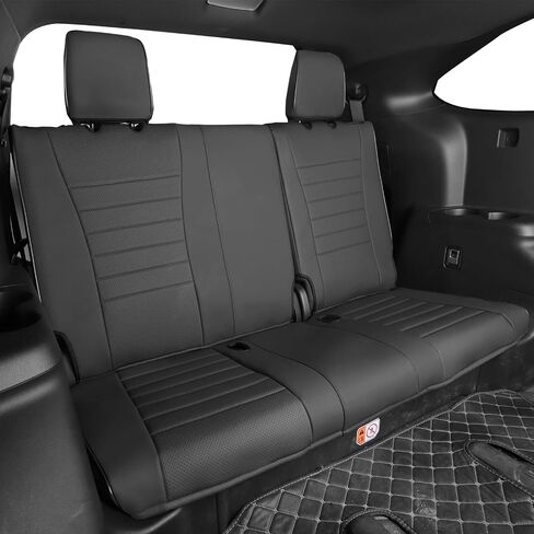 HKZ Custom Fit Grand Highlander Leather Seat Covers for Toyota Grand Highlander 2024 2025 Second Row Captain Chair, 7-Seats Full Set,Black+Gray in Kuwait