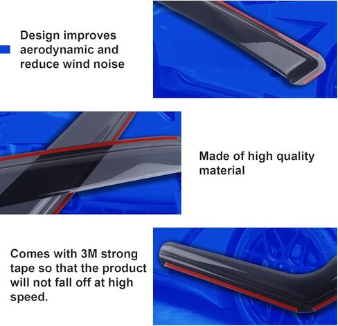 حاجب النافذة ذو اللون الأسود الدخاني داخل القناة، واقيات المطر المتوافقة مع مجموعة هيونداي كونا 2024-2025 المكونة من 4 قطع in Kuwait