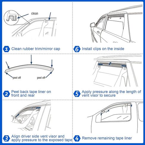 حاجب النافذة ذو اللون الأسود الدخاني داخل القناة، واقيات المطر المتوافقة مع مجموعة هيونداي كونا 2024-2025 المكونة من 4 قطع in Kuwait