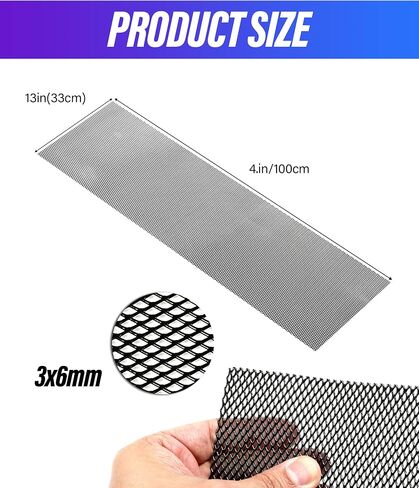 ESEWALAS Universal 40"x13" Car Grill Mesh,Black Painted Aluminum Alloy Grille Mesh Roll,Fit for Bumper,Hood Vent,Vehicle Opening. (Black, 3x6mm Rhombus) in Saudi Arabia