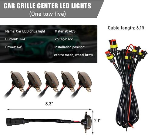 4 PCS Car Front Grille Lights, Waterproof Amber Lens LED Grille Light with Wiring Harness, Exterior Running Lights Compatible with F150 F250 F350, Car Accessories (Black & Yellow) in Saudi Arabia