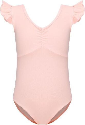 HIPPOSEUS Girls Ballet Dance Gymnastics Leotards Toddler Ruffle Short Sleeve Ballet Outfits Clothes Dancewear, Y-07 in Kuwait
