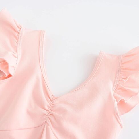 HIPPOSEUS Girls Ballet Dance Gymnastics Leotards Toddler Ruffle Short Sleeve Ballet Outfits Clothes Dancewear, Y-07 in Kuwait