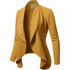 Women's Solid Formal Office Style Open Front Long Sleeves Blazer - Made in USA