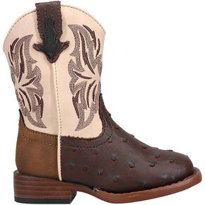 ROPER Toddler Boys Dalton Tooled-Inlay Square Toe Zippered Casual Boots Mid Calf - Brown