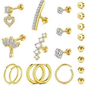 Briana Williams Tragus Piercing Jewelry Tragus Earrings for Women Horseshoe Tragus Cartilage Earring Hoop Flat Back Earrings Studs Lip Rings Labret Monroe Lip Piercing Jewelry