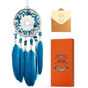 Car Rear View Mirrior Hanging Accessories Black Dream Catcher Small, Crystals Stones Feather Pendant Interior Rearview Mirror Decoration
