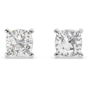 14K Solid Gold Lab Grown Moissanite Cushion Shape Solitaire Stud Earrings | 1.0 or 2.0 CTW | Screw Back or Push Back Posts | Made in USA | By Adora Fine Jewelry