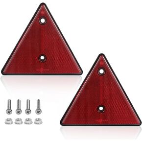 2-Pack Triangle Safety Reflectors Red Trailer Screw Mount Reflector for Gate Posts, Suitable for Truck Trailer Tractor, Boats, Driveway, Mailbox, Golf Cart