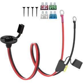 10AWG SAE to Alligator Clips,Battery Alligator Clip to SAE Connector Extension Cable,2Pin Quick Disconnect Battery Clamp Cable for Motorcycle Car,with 5 Fuse(10FT)