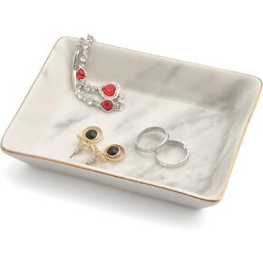 Nordic Grey Striped Marble Plate - Ceramic Jewelry Tray, Ring Holder, Bracelets Plate, Decor Dish - Perfect for Holding Small jewelries, Rings, Necklaces, Earrings, Bracelets, Cosmetics etc.