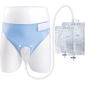 Wearable Urinary Drainage Bag for Men(2000 ML*1+1000 ML*1) ，Reusable Urine Collection Bag，Urinary Drainage Bag System，Elderly Urinalfor Bedridden Patients