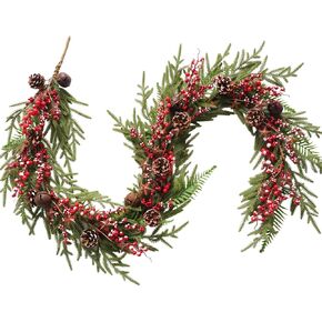idyllic 24 inch Artificial Christmas Wreath Winter Front-Door Wreath with Pine Cones Red Berry Bells， Full Decoration Wreath for Indoor Outdoor Farmhouse Home Wall Window Festival Wedding Decor