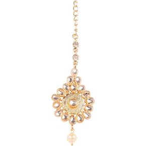 Touchstone Indian Bollywood Stylish Contemporary Designer Jewelry Wedding Head Accessory Mangtika with Beautiful Chain for Women in Gold or Silver Tone for Women.