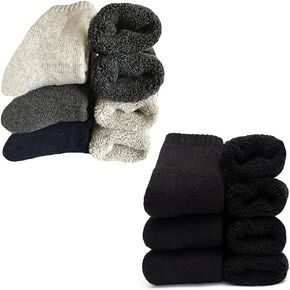 Yoicy 2Pack Mens Super Thick Wool Heavy Soft Warm Comfort Socks For Winter,Multicolor,One Size