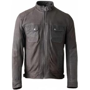 Men’s Stand Collar Vintage Genuine leather Motorcycle Jacket Zip-Up Slim Fit Bomber Jacket